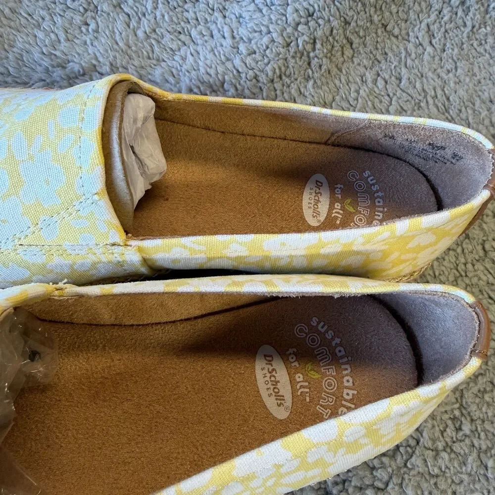 DR. SCHOLLS Shoes Womens 7 Yellow Floral Espadrille Platform Slip-On Loafers